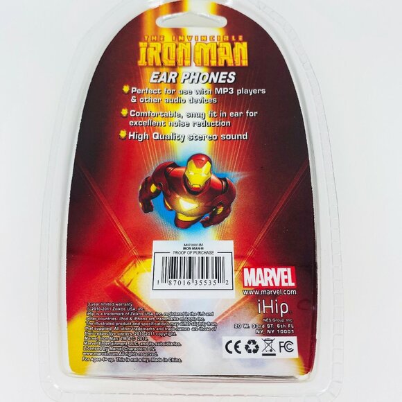 Marvel Iron Man iHip Wired Earbuds Kids Headphones 3.5mm Gift Stocking Stuffer - Picture 2 of 4